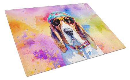 NEW Basset Hound Hippie Dawg Glass Cutting Board Decorative Tempered Glass Kitchen Cutting and Serving Board Large Size Chopping Board