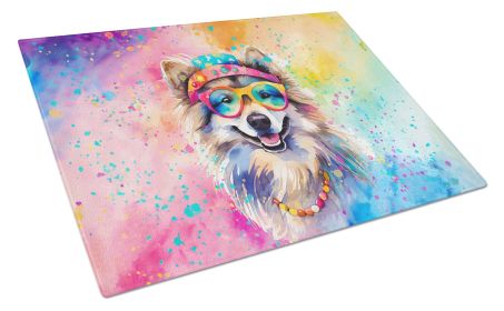 NEW Keeshond Hippie Dawg Glass Cutting Board Decorative Tempered Glass Kitchen Cutting and Serving Board Large Size Chopping Board