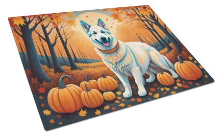 NEW White German Shepherd Fall Glass Cutting Board Decorative Tempered Glass Kitchen Cutting and Serving Board Large Size Chopping Board