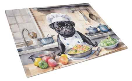 NEW Pug The Chef Glass Cutting Board Decorative Tempered Glass Kitchen Cutting and Serving Board Large Size Chopping Board