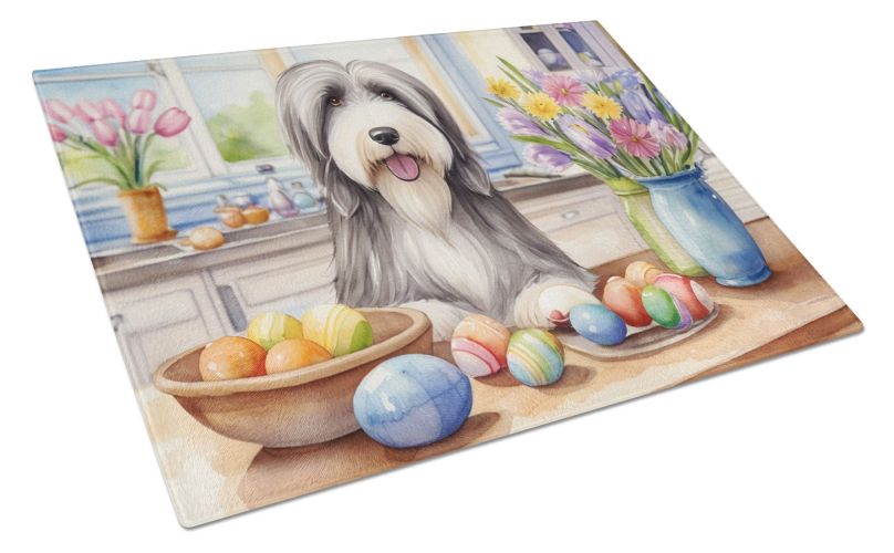 NEW Decorating Easter Bearded Collie Glass Cutting Board Decorative Tempered Glass Kitchen Cutting and Serving Board Large Size Chopping Board