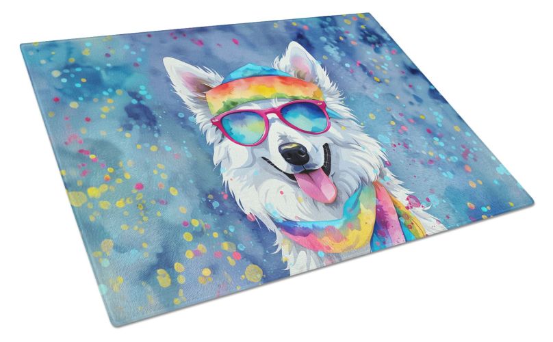 NEW American Eskimo Hippie Dawg Glass Cutting Board Decorative Tempered Glass Kitchen Cutting and Serving Board Large Size Chopping Board