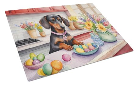 Decorating Easter Dachshund Glass Cutting Board Decorative Tempered Glass Kitchen Cutting and Serving Board Large Size Chopping Board