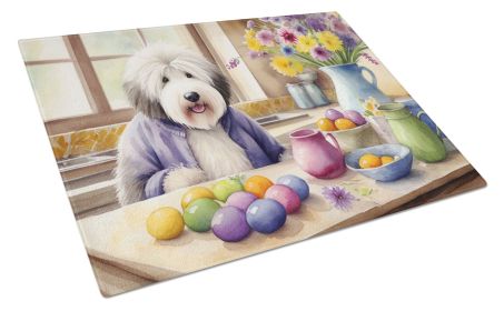 NEW Decorating Easter Old English Sheepdog Glass Cutting Board Decorative Tempered Glass Kitchen Cutting and Serving Board Large Size Chopping Board