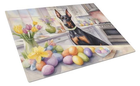 Decorating Easter Doberman Pinscher Glass Cutting Board Decorative Tempered Glass Kitchen Cutting and Serving Board Large Size Chopping Board