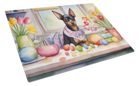 NEW Decorating Easter Miniature Pinscher Glass Cutting Board Decorative Tempered Glass Kitchen Cutting and Serving Board Large Size Chopping Board