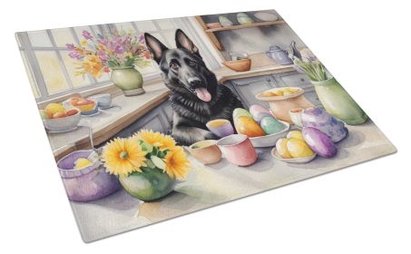 Decorating Easter German Shepherd Glass Cutting Board Decorative Tempered Glass Kitchen Cutting and Serving Board Large Size Chopping Board