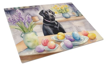NEW Decorating Easter Black Labrador Retriever Glass Cutting Board Decorative Tempered Glass Kitchen Cutting and Serving Board Large Size Chopping Boa