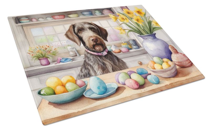 NEW Decorating Easter German Wirehaired Pointer Glass Cutting Board Decorative Tempered Glass Kitchen Cutting and Serving Board Large Size Chopping Bo