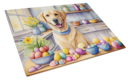 NEW Decorating Easter Yellow Labrador Retriever Glass Cutting Board Decorative Tempered Glass Kitchen Cutting and Serving Board Large Size Chopping Bo