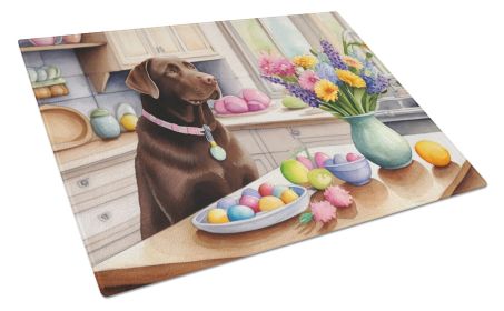 NEW Decorating Easter Chocolate Labrador Retriever Glass Cutting Board Decorative Tempered Glass Kitchen Cutting and Serving Board Large Size Chopping