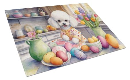 Decorating Easter White Poodle Glass Cutting Board Decorative Tempered Glass Kitchen Cutting and Serving Board Large Size Chopping Board