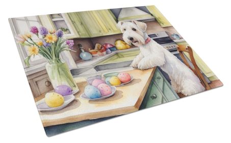 Decorating Easter Sealyham Terrier Glass Cutting Board Decorative Tempered Glass Kitchen Cutting and Serving Board Large Size Chopping Board