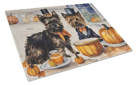 NEW Cairn Terrier Fall Kitchen Pumpkins Glass Cutting Board Decorative Tempered Glass Kitchen Cutting and Serving Board Large Size Chopping Board