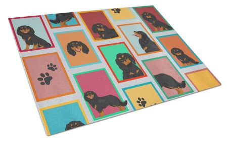 NEW Lots of Black and Tan Cavalier King Charles Spaniel Glass Cutting Board Decorative Tempered Glass Kitchen Cutting and Serving Board Large Size Cho