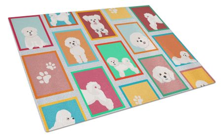 NEW Lots of Bichon Frise Glass Cutting Board Decorative Tempered Glass Kitchen Cutting and Serving Board Large Size Chopping Board