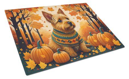 NEW Norwich Terrier Fall Glass Cutting Board Decorative Tempered Glass Kitchen Cutting and Serving Board Large Size Chopping Board