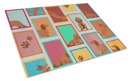 NEW Lots of Longhaired Red Dachshund Glass Cutting Board Decorative Tempered Glass Kitchen Cutting and Serving Board Large Size Chopping Board