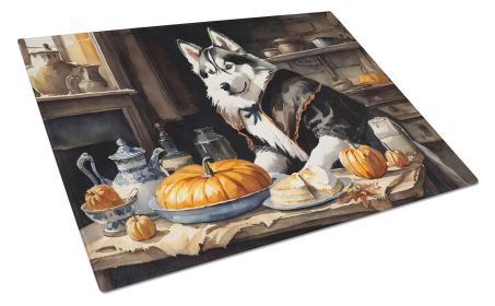 NEW Siberian Husky Fall Kitchen Pumpkins Glass Cutting Board Decorative Tempered Glass Kitchen Cutting and Serving Board Large Size Chopping Board (Default: Default)