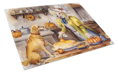 NEW Yellow Lab Fall Kitchen Pumpkins Glass Cutting Board Decorative Tempered Glass Kitchen Cutting and Serving Board Large Size Chopping Board (Default: Default)