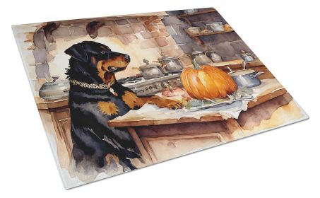NEW Rottweiler Fall Kitchen Pumpkins Glass Cutting Board Decorative Tempered Glass Kitchen Cutting and Serving Board Large Size Chopping Board (Default: Default)
