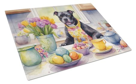 NEW Decorating Easter Staffordshire Bull Terrier Glass Cutting Board Decorative Tempered Glass Kitchen Cutting and Serving Board Large Size Chopping B (Default: Default)