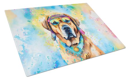 NEW Mastiff Hippie Dawg Glass Cutting Board Decorative Tempered Glass Kitchen Cutting and Serving Board Large Size Chopping Board (Default: Default)