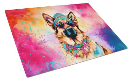 NEW German Shepherd Hippie Dawg Glass Cutting Board Decorative Tempered Glass Kitchen Cutting and Serving Board Large Size Chopping Board (Default: Default)