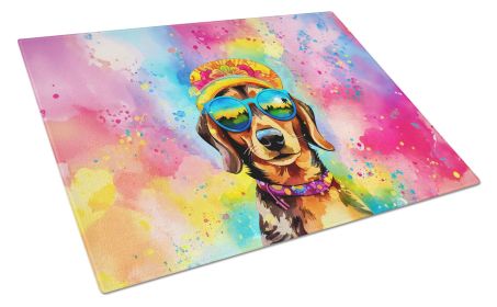 NEW Dachshund Hippie Dawg Glass Cutting Board Decorative Tempered Glass Kitchen Cutting and Serving Board Large Size Chopping Board (Default: Default)