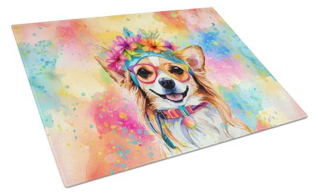 NEW Chihuahua Hippie Dawg Glass Cutting Board Decorative Tempered Glass Kitchen Cutting and Serving Board Large Size Chopping Board (Default: Default)