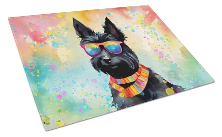 NEW Scottish Terrier Hippie Dawg Glass Cutting Board Decorative Tempered Glass Kitchen Cutting and Serving Board Large Size Chopping Board (Default: Default)