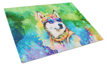 NEW Siberian Husky Hippie Dawg Glass Cutting Board Decorative Tempered Glass Kitchen Cutting and Serving Board Large Size Chopping Board (Default: Default)