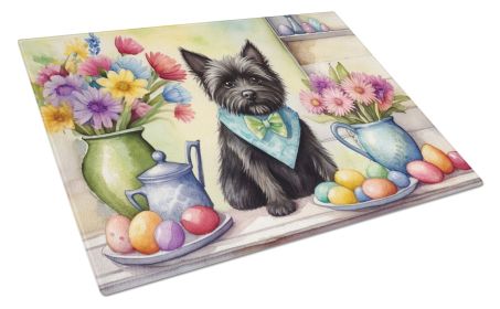 NEW Decorating Easter Cairn Terrier Glass Cutting Board Decorative Tempered Glass Kitchen Cutting and Serving Board Large Size Chopping Board (Default: Default)