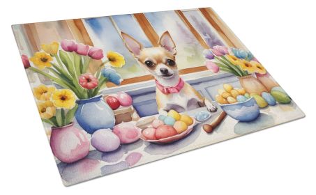 NEW Decorating Easter Chihuahua Glass Cutting Board Decorative Tempered Glass Kitchen Cutting and Serving Board Large Size Chopping Board (Default: Default)