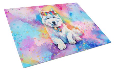 NEW Samoyed Hippie Dawg Glass Cutting Board Decorative Tempered Glass Kitchen Cutting and Serving Board Large Size Chopping Board (Default: Default)
