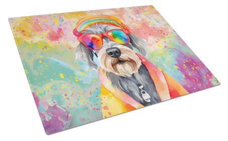 NEW Schnauzer Hippie Dawg Glass Cutting Board Decorative Tempered Glass Kitchen Cutting and Serving Board Large Size Chopping Board (Default: Default)