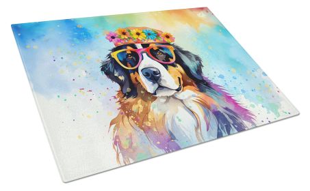 NEW Bernese Mountain Dog Hippie Dawg Glass Cutting Board Decorative Tempered Glass Kitchen Cutting and Serving Board Large Size Chopping Board (Default: Default)