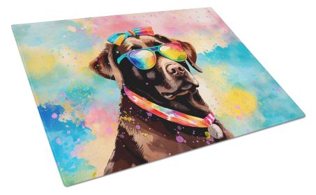 NEW Chocolate Labrador Hippie Dawg Glass Cutting Board Decorative Tempered Glass Kitchen Cutting and Serving Board Large Size Chopping Board (Default: Default)