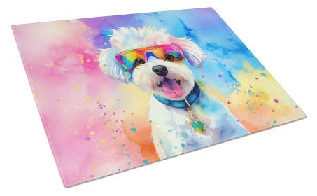 NEW Bichon Frise Hippie Dawg Glass Cutting Board Decorative Tempered Glass Kitchen Cutting and Serving Board Large Size Chopping Board (Default: Default)