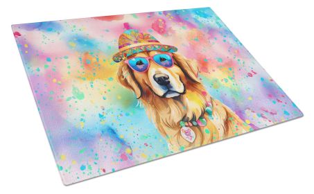 NEW Golden Retriever Hippie Dawg Glass Cutting Board Decorative Tempered Glass Kitchen Cutting and Serving Board Large Size Chopping Board (Default: Default)