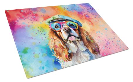 NEW Cavalier Spaniel Hippie Dawg Glass Cutting Board Decorative Tempered Glass Kitchen Cutting and Serving Board Large Size Chopping Board (Default: Default)
