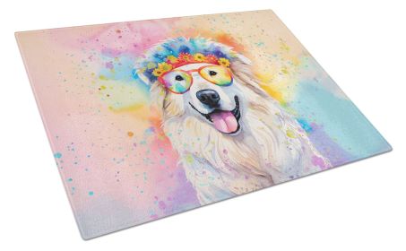 NEW Great Pyrenees Hippie Dawg Glass Cutting Board Decorative Tempered Glass Kitchen Cutting and Serving Board Large Size Chopping Board (Default: Default)