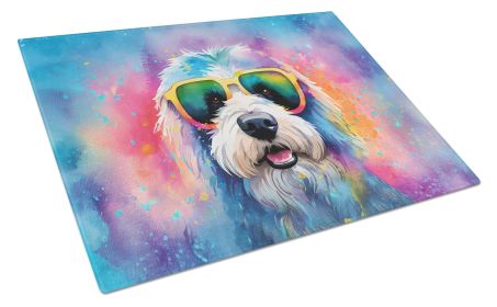 NEW Old English Sheepdog Hippie Dawg Glass Cutting Board Decorative Tempered Glass Kitchen Cutting and Serving Board Large Size Chopping Board (Default: Default)