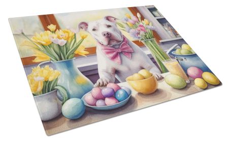 NEW Decorating Easter Pit Bull Terrier Glass Cutting Board Decorative Tempered Glass Kitchen Cutting and Serving Board Large Size Chopping Board (Default: Default)