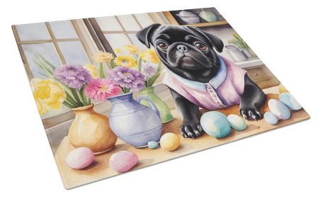 NEW Decorating Easter Pug Glass Cutting Board Decorative Tempered Glass Kitchen Cutting and Serving Board Large Size Chopping Board (Default: Default)