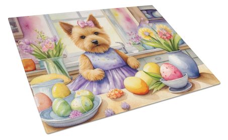 NEW Decorating Easter Norwich Terrier Glass Cutting Board Decorative Tempered Glass Kitchen Cutting and Serving Board Large Size Chopping Board (Default: Default)