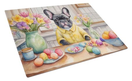 NEW Decorating Easter French Bulldog Glass Cutting Board Decorative Tempered Glass Kitchen Cutting and Serving Board Large Size Chopping Board (Default: Default)