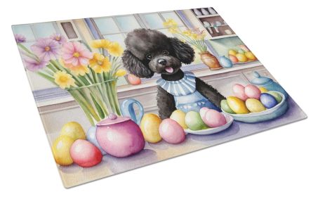 NEW Decorating Easter Black Poodle Glass Cutting Board Decorative Tempered Glass Kitchen Cutting and Serving Board Large Size Chopping Board (Default: Default)