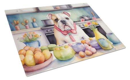 NEW Decorating Easter English Bulldog Glass Cutting Board Decorative Tempered Glass Kitchen Cutting and Serving Board Large Size Chopping Board (Default: Default)