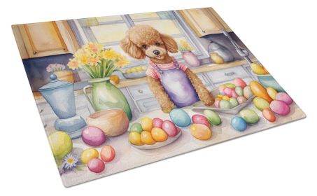 NEW Decorating Easter Poodle Glass Cutting Board Decorative Tempered Glass Kitchen Cutting and Serving Board Large Size Chopping Board (Default: Default)